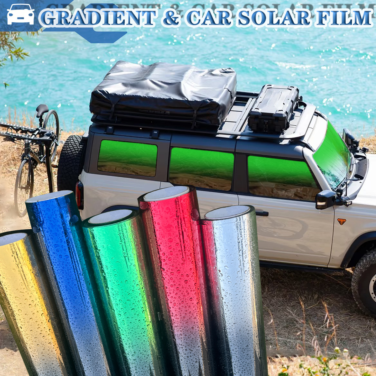 19.68in Wide Car Glass Solar Film Color Changing Film Waterproof Peel Paste Universal Insulation Film Privacy Window Car Home