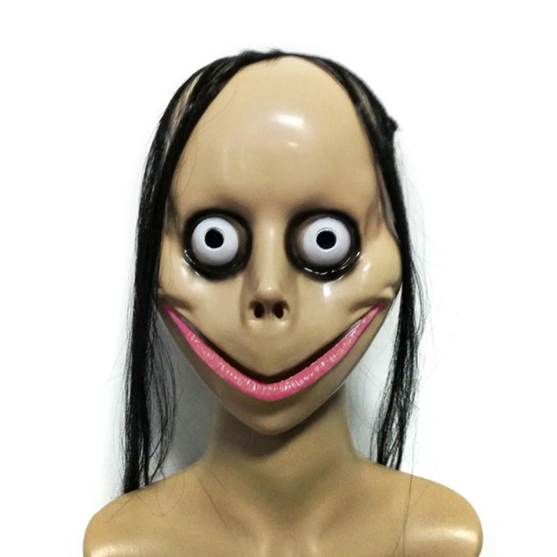 High Quality Halloween Horror With Long Hair Mask Funny Mask V-shaped Mouth Mask With Hair Female Ghost Mask Roleplay MoMo Mask