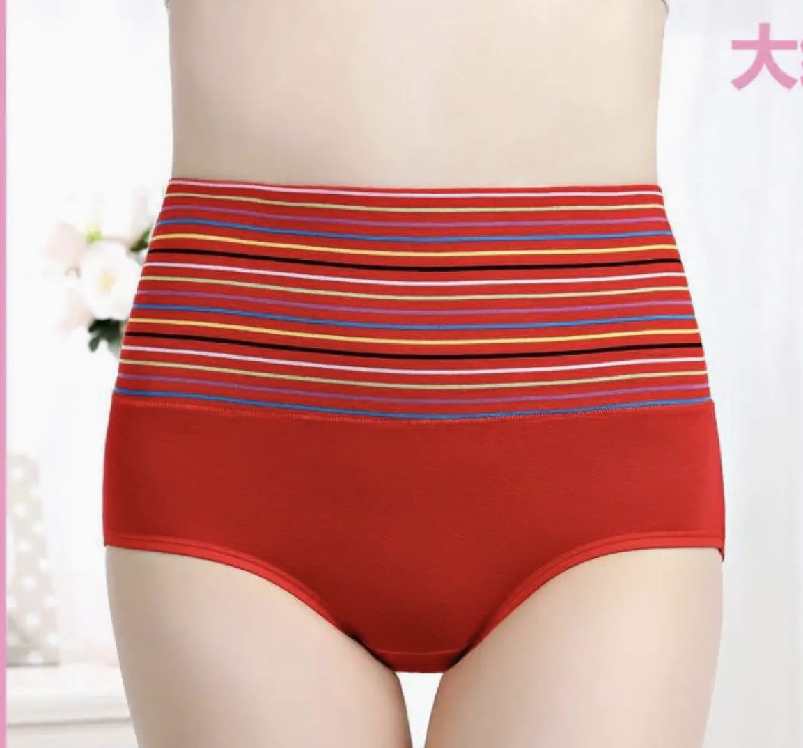 Stripe High Waist Panty In Cotton Material (Combo Pack 6 Piece Just @ 1500)