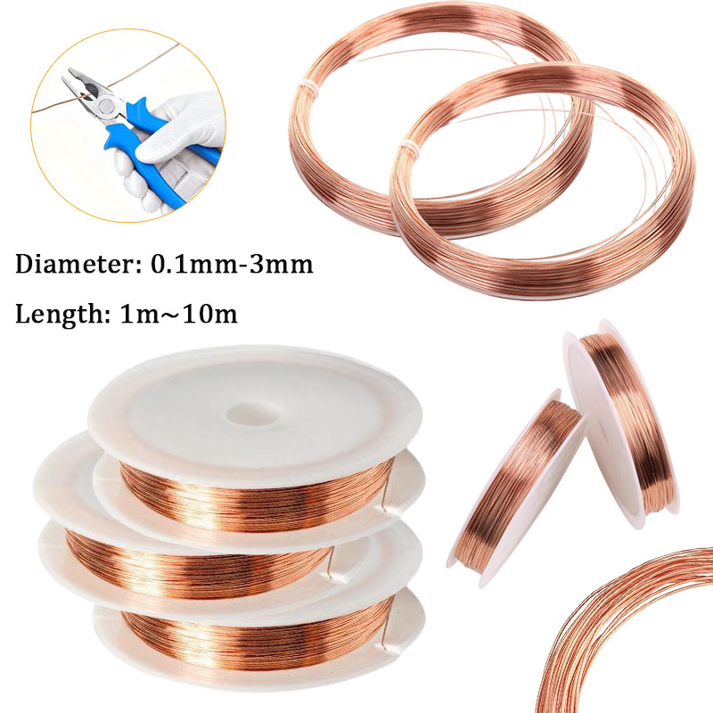 1M~10M Copper Wire Copper Coil Conductive Copper Wire Ultra-fine Copper WireBare Copper Wire T2 Copper Coil 0.1-3mm Mult