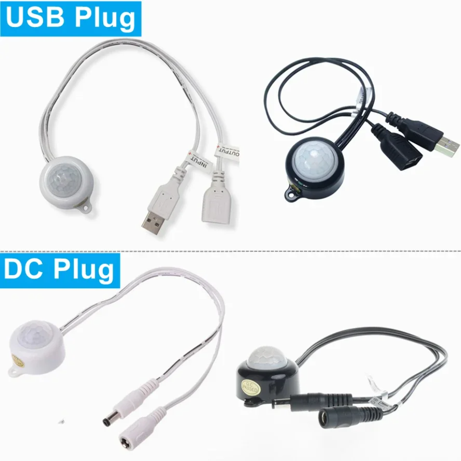 DC5V 12V 24V Adjustable PIR Infrared Motion Sensor Switch USB/DC Plug Smart Switch for LED Strip Night Lamp Bulb