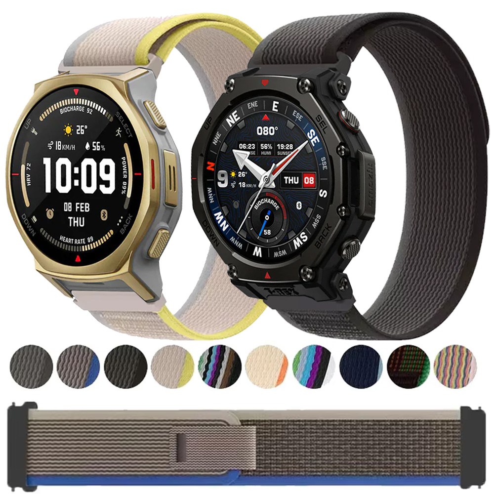 20mm 22mm Trail Nylon Strap For Amazfit T-Rex3 Pro 48mm 44mm/Active Max Sport Band Amazfit Helio/Balance 2/Bip 6/Active 2 Square