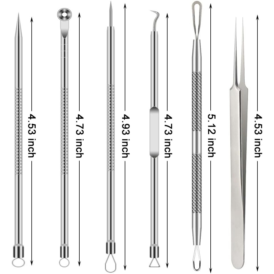 6PCS Pimple Removal Tool Blackheads Acne Remover Face Cleaning Kit Black Dots Remover Acne Tool Pimple Patches Acne LBHL16