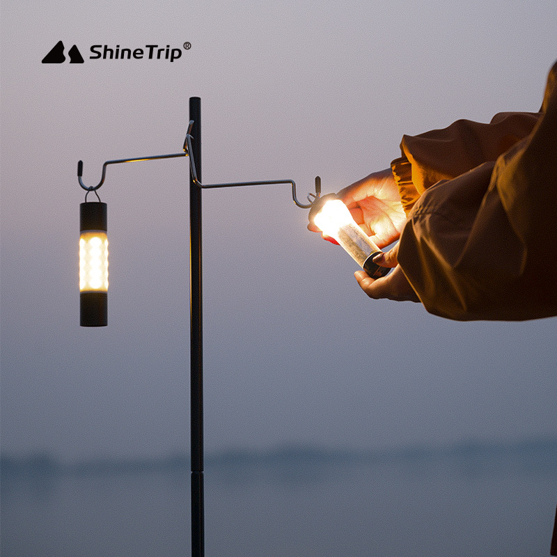 Shine Trip Aluminum Alloy Outdoor Light Pole Portable Camping Light Frame with Double Head Hook Camping Light Lighting Pole