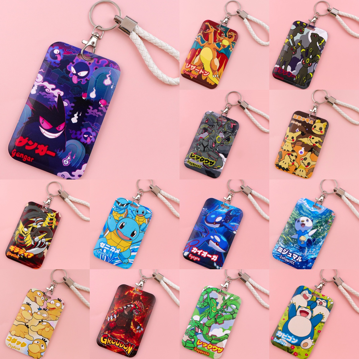 Anime Figures Cardholder with Lanyard Keychains Cartoon Elf IDCard Protective Mobile Phone Rope Keyring Cosplay Accessories