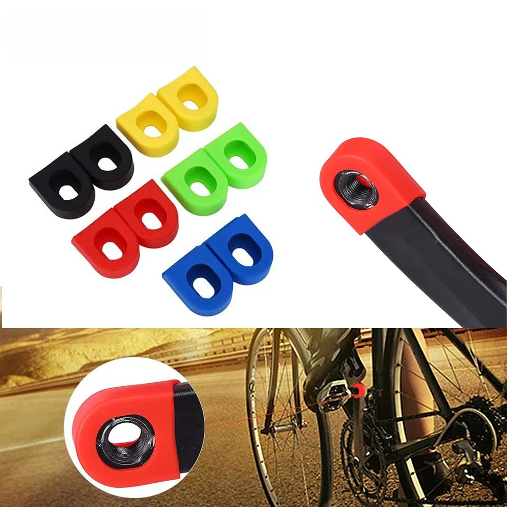 1 pair Bicycle Crank Arm Protector Silicone Sleeve Caps for Pedal Crankset Scratch Resistant Bike Accessories