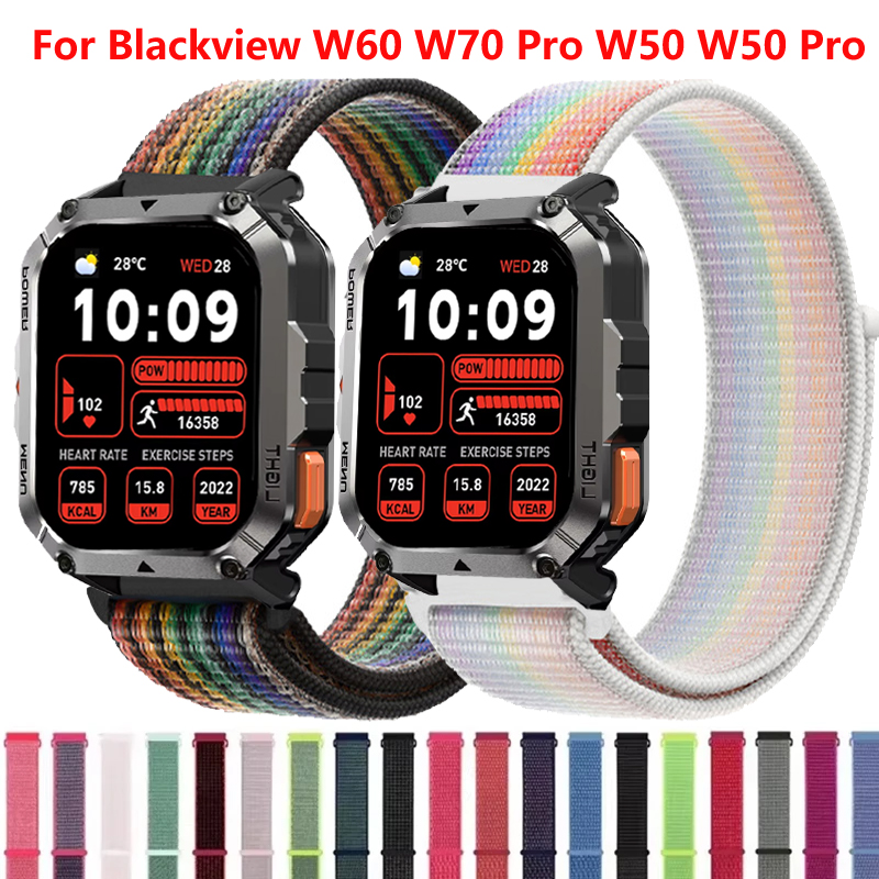 20mm 22mm Nylon Loop Strap For Blackview W60 W70 Pro Smartwatch Sport Bracelet Correa For Blackview W50 W50Pro/X20/R60 R30/X1Pro