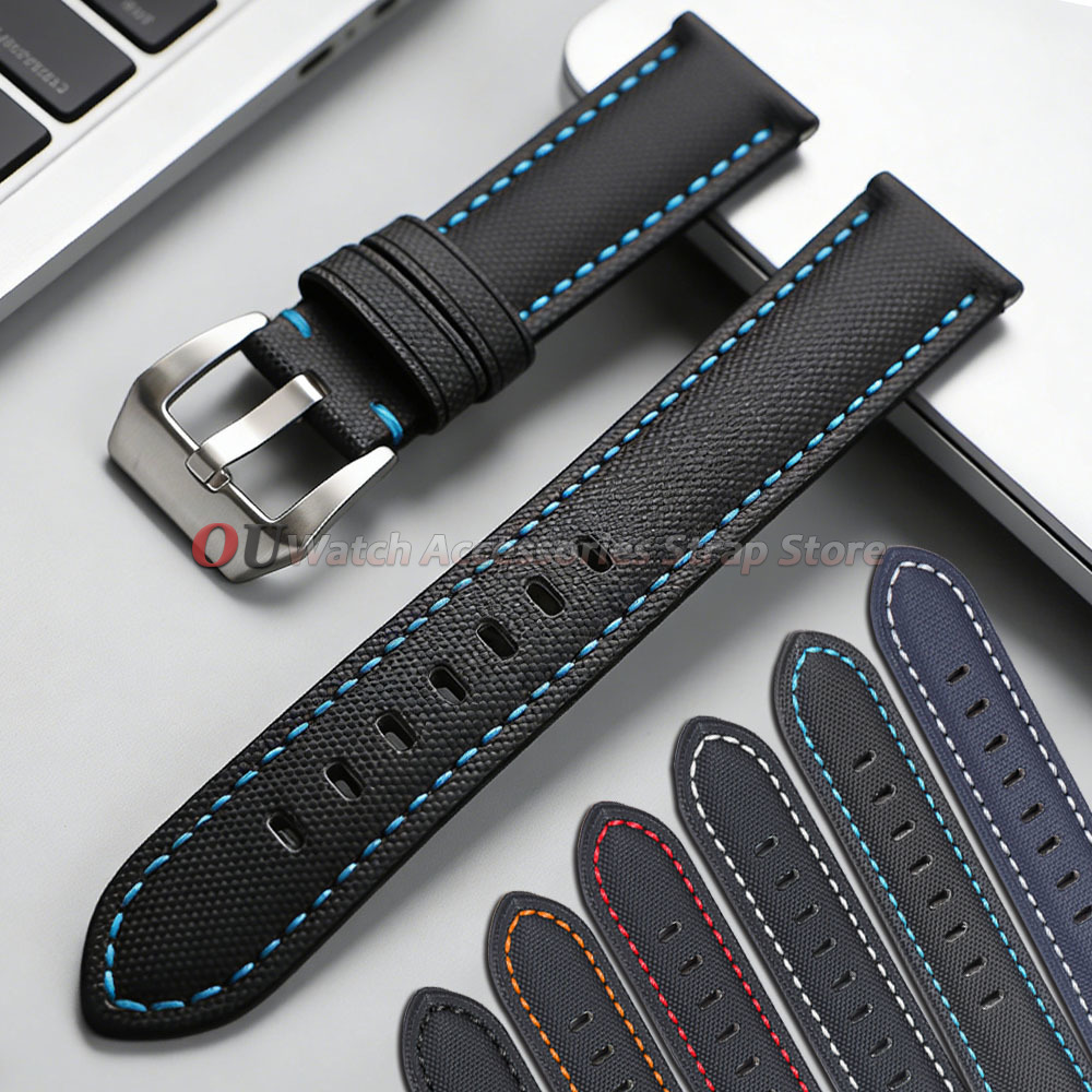 Premium Ribbed Watch Band Nylon 20mm 22mm Watch Strap for Sports Watchband ArmyGreen Black Blue Wristband for Men