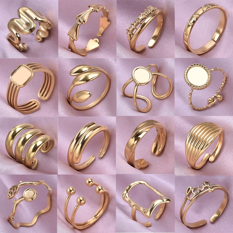 2024 New Fashion High Quality Irregular Geometry Ring Opening Adjustable Leaves Hollowed Out Brief Temperament For Women Rings