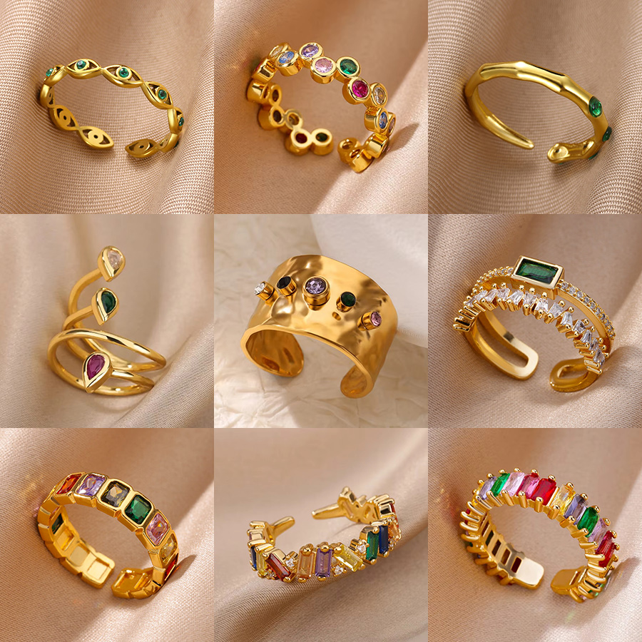 Stainless Steel Cubic Zircon Rings for Women Men Gold Color Round Ring Wedding Couple Fashion Minimalist Daily Party s