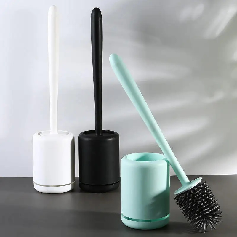 Punch-Free Long-Handle Toilet Brush Set with Base, Household Bathroom Cleaning Accessory