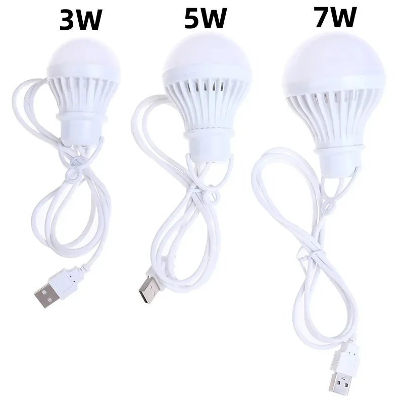 3/5/7W USB Lamp Bulb 5V Emergency Light Lamp LED USB Rechargeable Portable Camping Lantern For Outdoor Camping Tent Lighting
