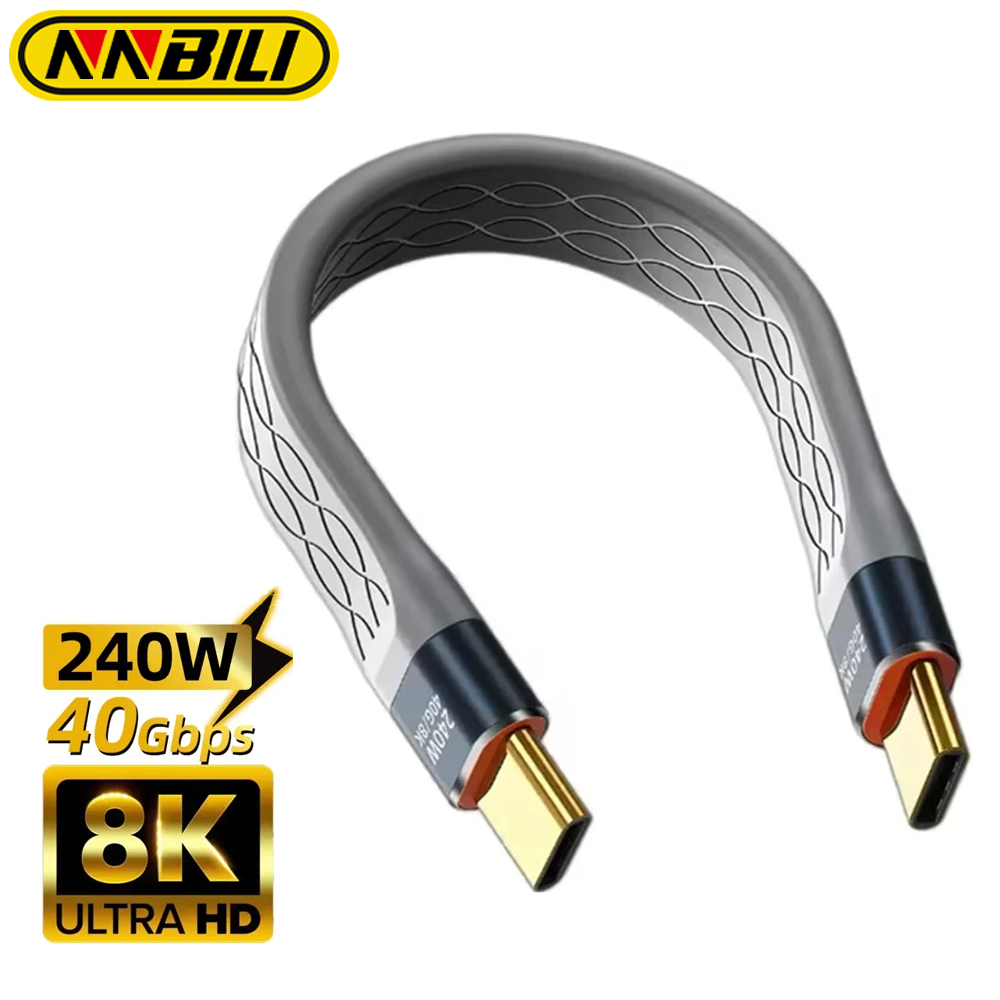 NNBILI PD 240W 5A Fast Charging USB 4.0 Gen3 40Gbps FPC Cable USB C to Type C Cable Thunderbolt 3 8K@60Hz Cable USB C Data Cabl