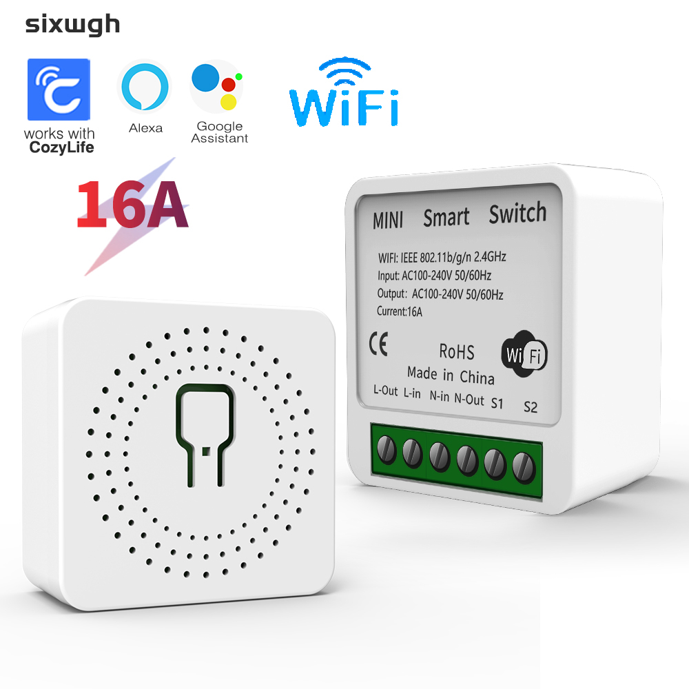 16A Mini Wifi DIY Light Switches Module 2-way Control Work With Tuya Smart Life Alexa Alice Home