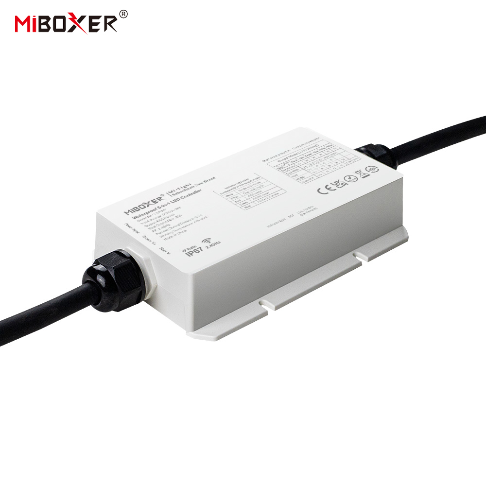 MiBoxer LS2 DC12V-48V Outdoor waterproof 2.4GHz RF 5in1 Smart LED Controller for Single Color/ CCT/RGB/RGBW/RGB+CCT LED Strip