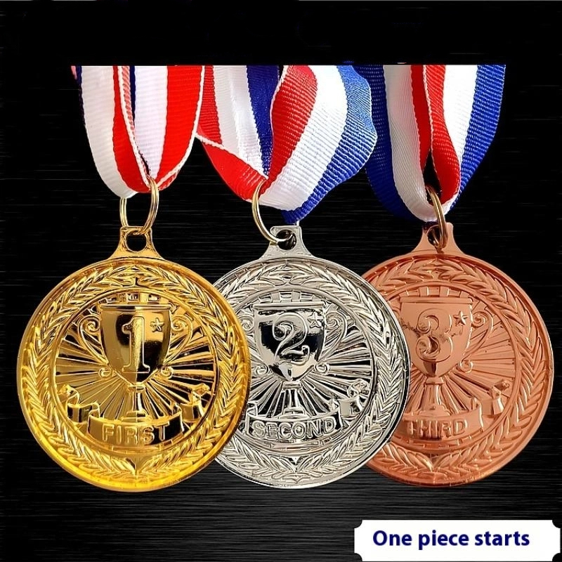 Gold/Silver/Bronze 1Pcs 5cm Medals with Neck Ribbon for Party, Talent Show or Race Champions