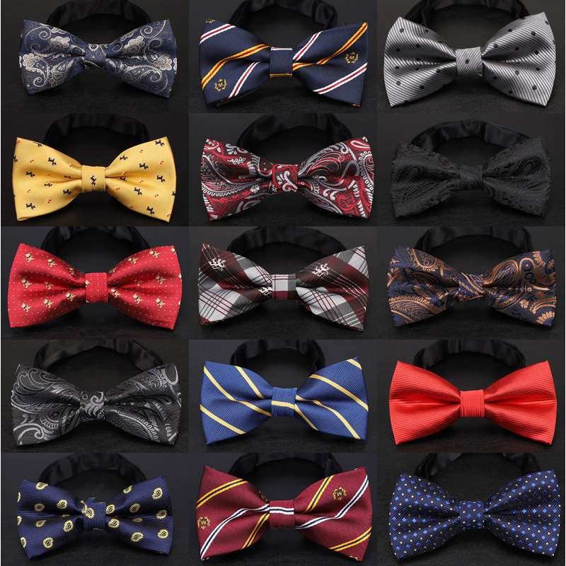 1PCS Bow Ties for Men Wedding Bowtie Black Neck Tie Adjustable Bowknot Classic Butterfly Cravat Double Tie Business