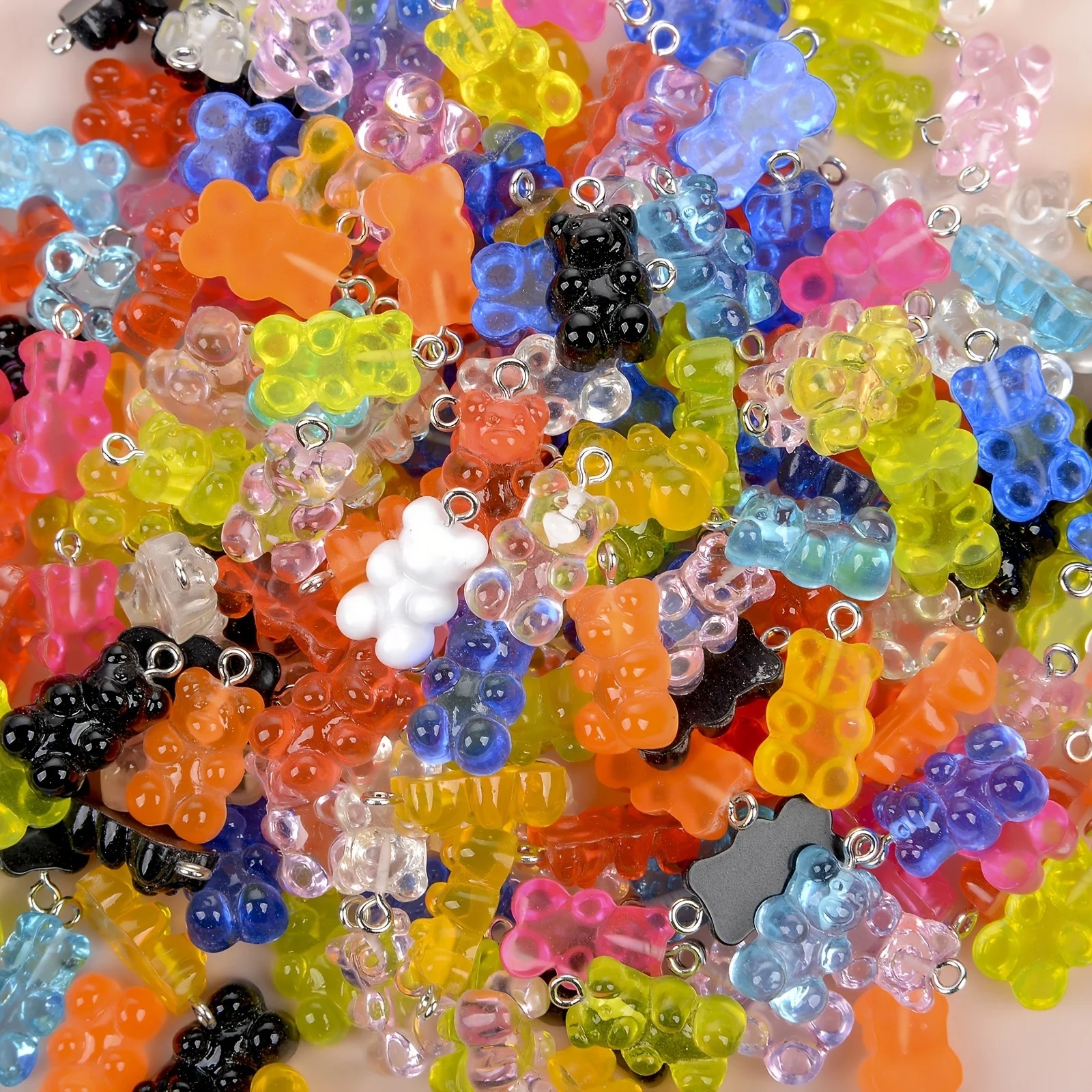 10 Pieces Of Colorful Candy Teddy Bear Gummie Jewelry, Diy Pendant, Cute Earring Necklace, Creative Discovery 20x10mm