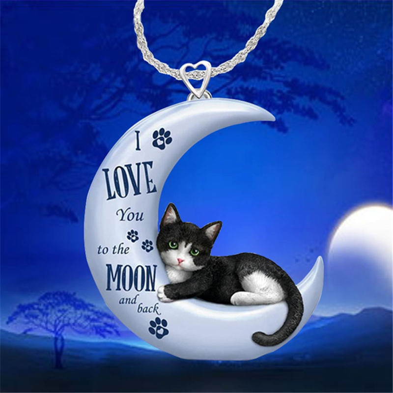 1pc Cute Cartoon Moon Cat Acrylic Pendant Necklace, Suitable for Holiday Gifts, Parties, and All Seasons