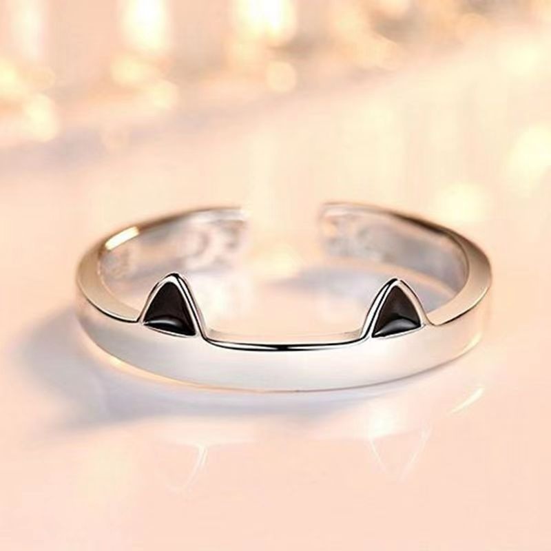 New Fun Cute Cartoon Design Sense Cat Ring Simple Creative Fashionable Versatile Style Couple Adjustable Ring Versatile Jewelry