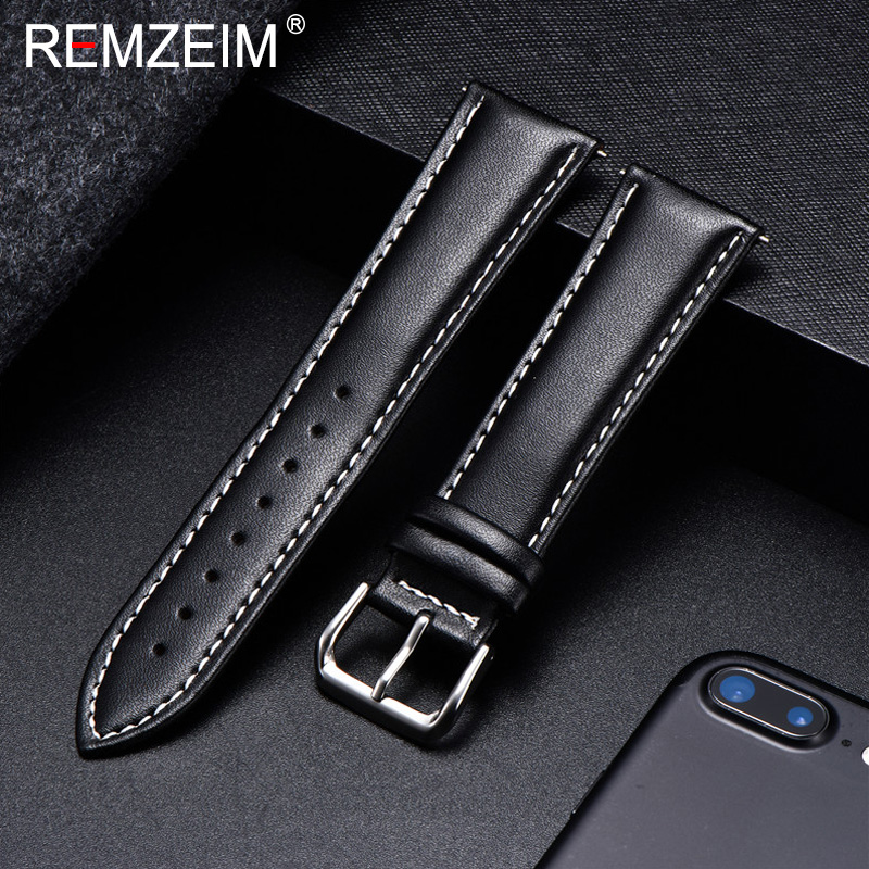 REMZEIM Watch Band PU Leather Straps 18mm 20mm 22mm 24mm Watchbands Watch Accessories Business Casual Wrist Band