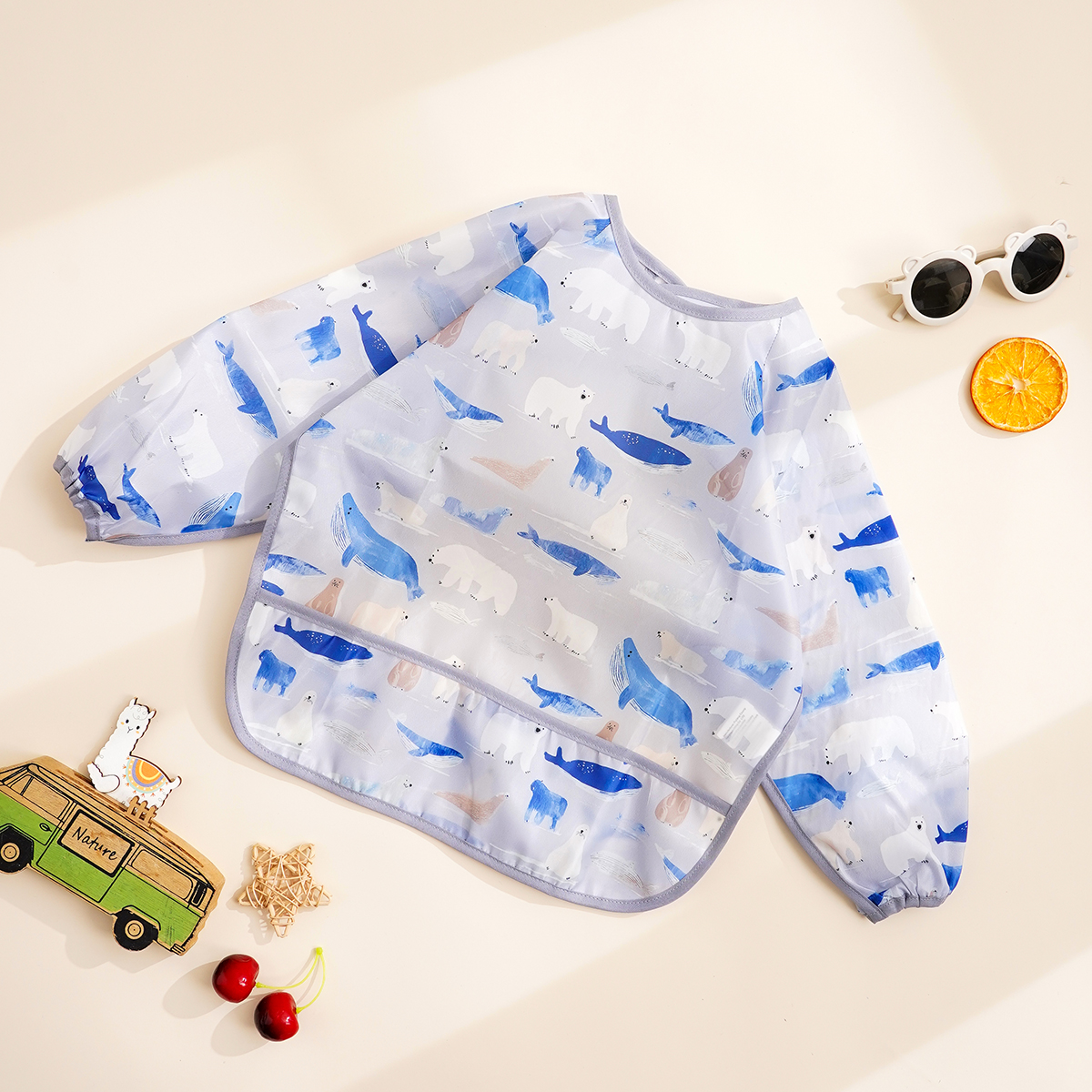 1 Pc Waterproof Baby Feeding Bib Cute Infant Eating Child Drawing Long Sleeves Apron Self Feeding Baby 0-3 Year