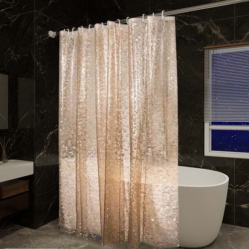 1Pc Rose Gold Pebble Shower Curtain 3D Effect Semi-Transparent Waterproof Bathroom Decor