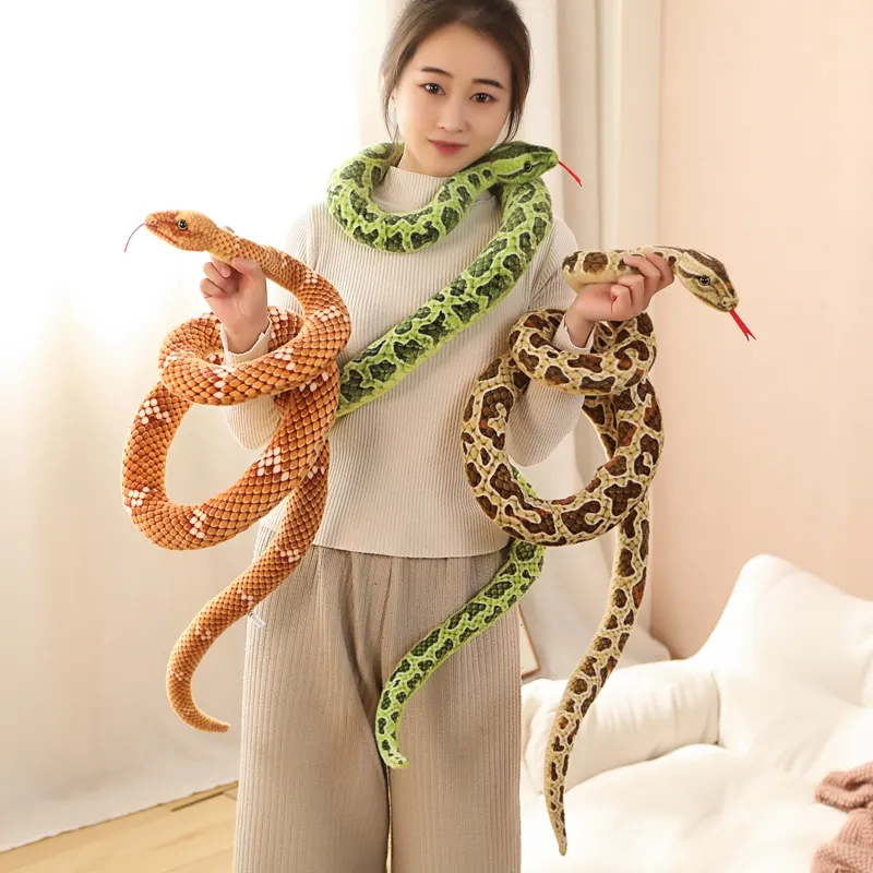 200CM/300CM Realistic Rattlesnake Black Man Snake Bar Stuffed Plush Toys Funny Snake Doll Children's Plush Dolls - image 1
