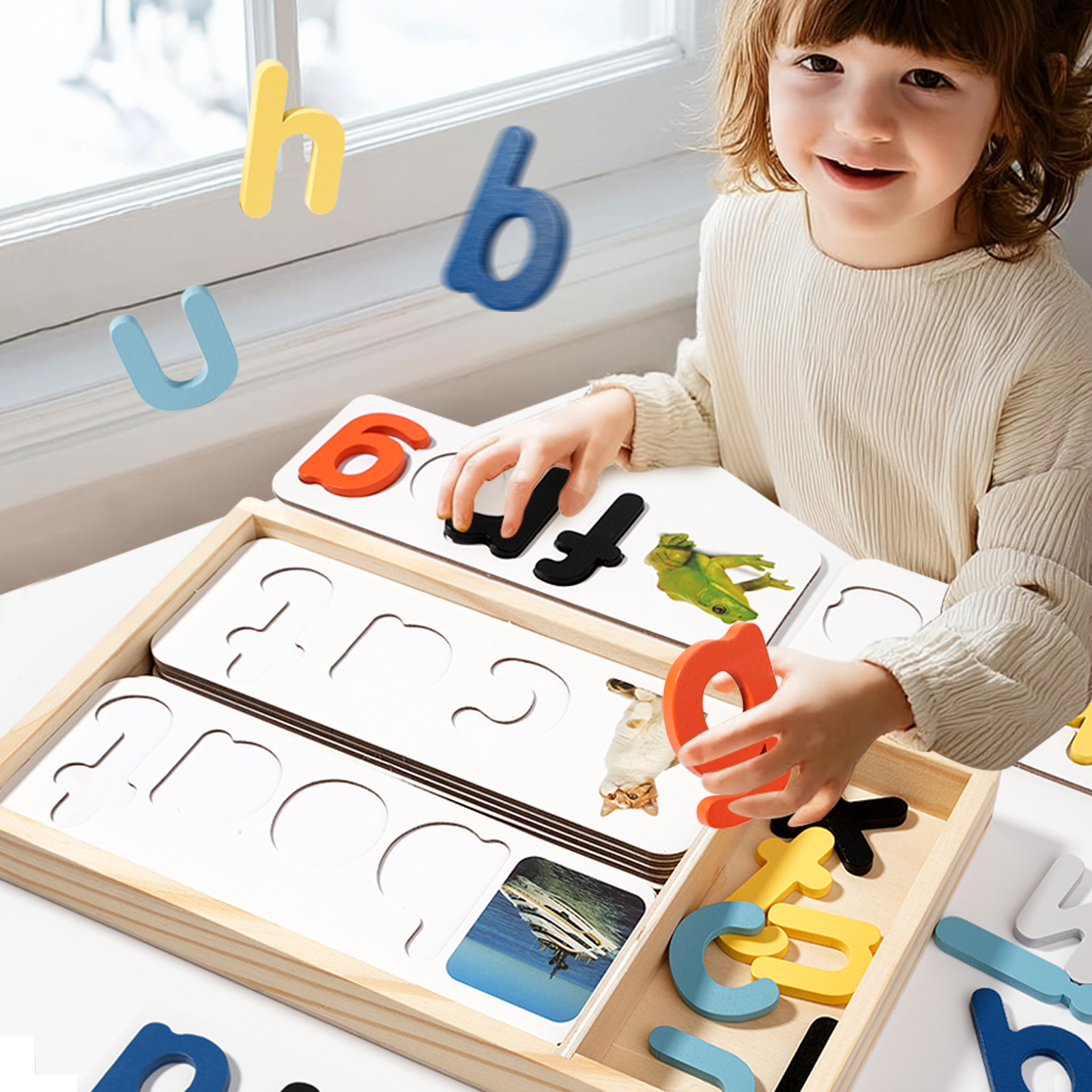 Wooden Alphabet Spelling Puzzle Toy for Toddlers Montessori Educational Word Learning Matching Game For Kids Boys Girls