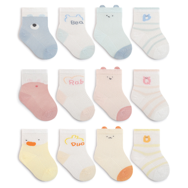 4 Pairs Newborn Socks Summer Durable Baby Socks Comfort Cute Cartoon Child Socks For Babies