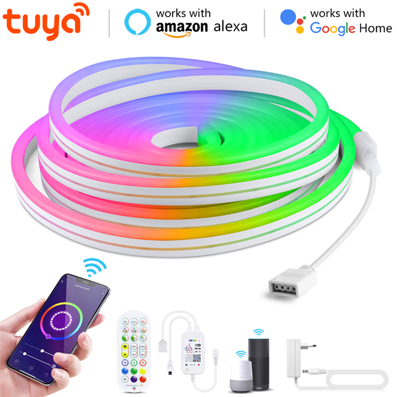 Tuya RGBIC RGB COB LED Strip Light 12V 1m 2m 3m 5m Wifi Flexible Dimmable Cupboard Wardrobe Decor Lamp for Alexa Home