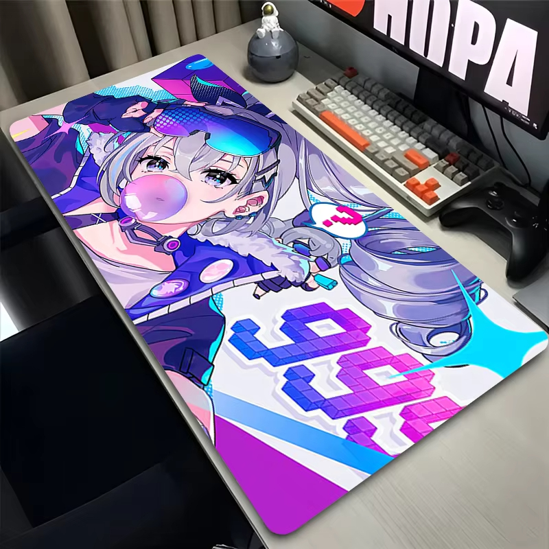 Mouse Pad Deskmat XXL Mousepad Laptop Desk Decor Extended Mouse Pad Keyboard Mat Honkai Star Rail Silver Wolf Oversize Desk Pad