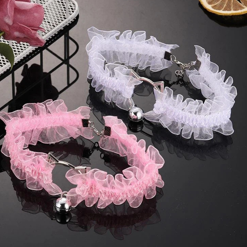 Adjustable Lace Choker with Bell Sweet Cute Gothic Choker Necklaces Collar for Women Girls Fashion Cosplay Party Jewelry
