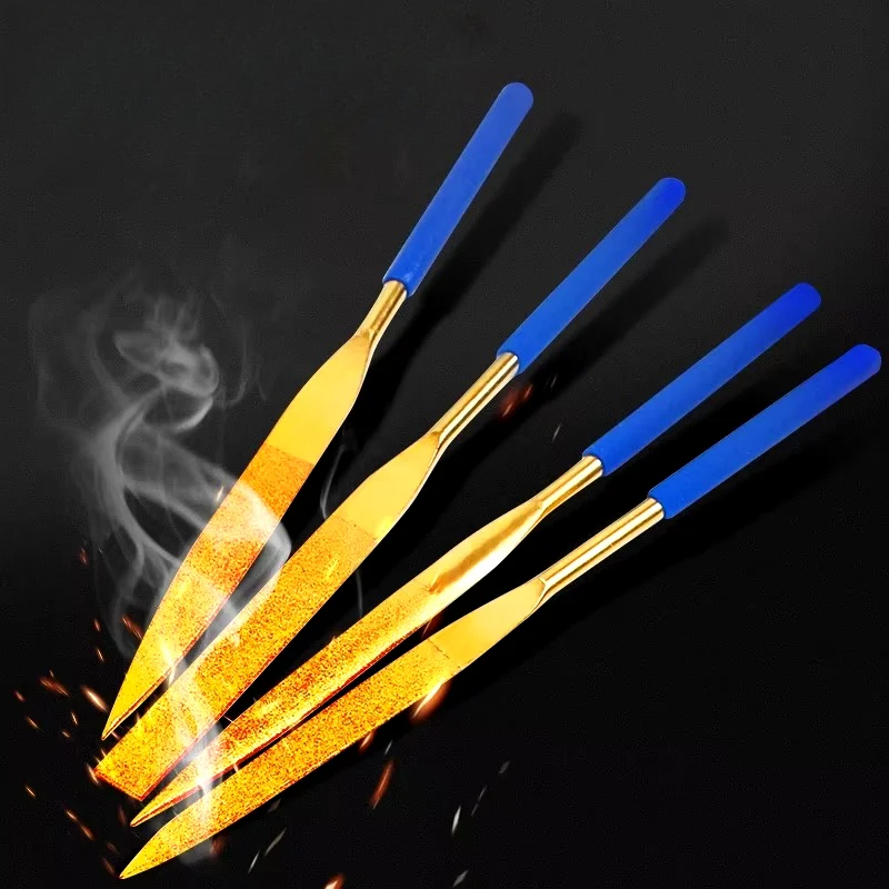 Mini Needle Diamond Files Set 10PCS 3x140/4x160/5x180mm for Jewelers Diamond Carving Metal Glass and Stone Crafts Hand Tool