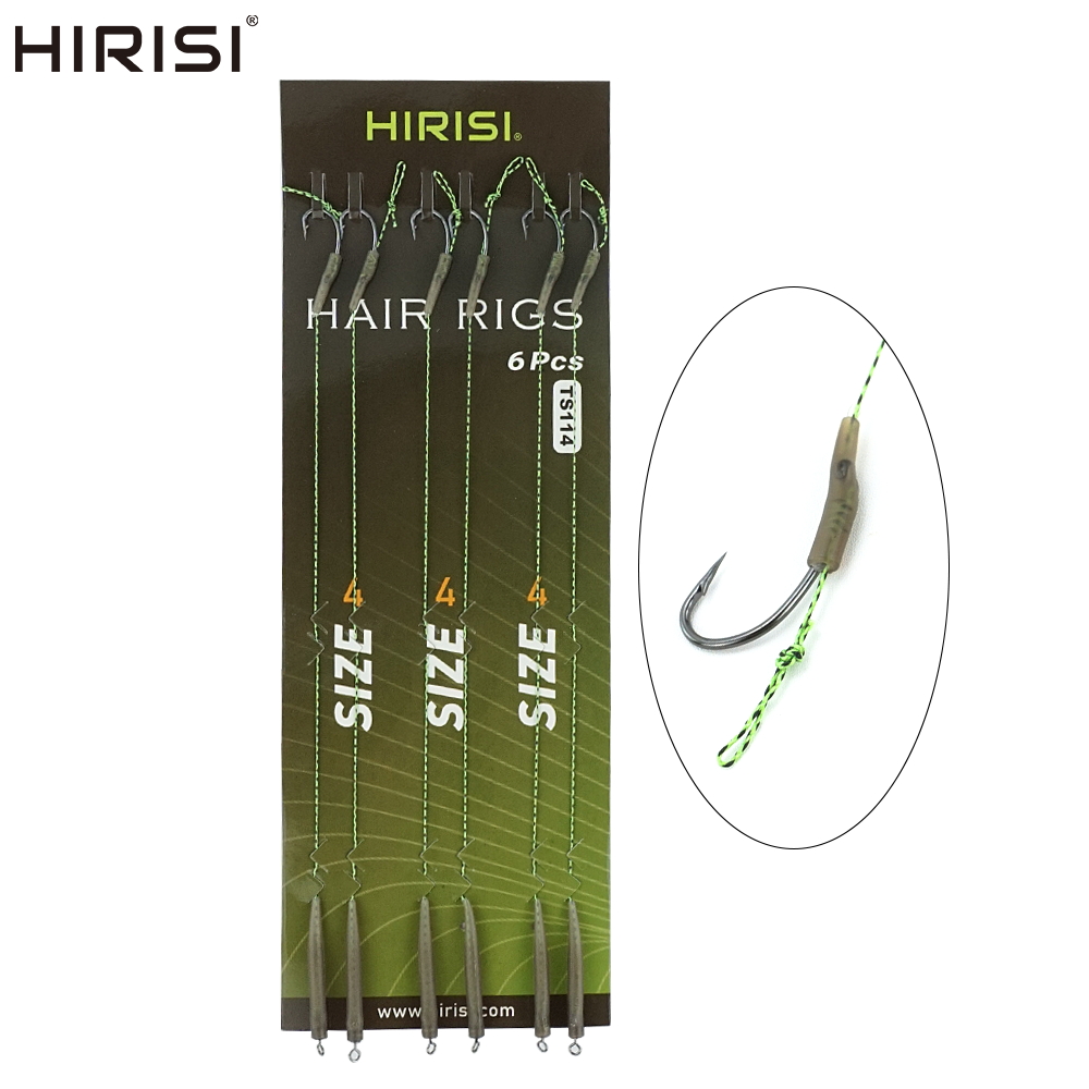 Hirisi 6pcs Carp Fishing Ready Made Hook Link Tied Rigs Terminal Tackle TS114 Fishing Accessories