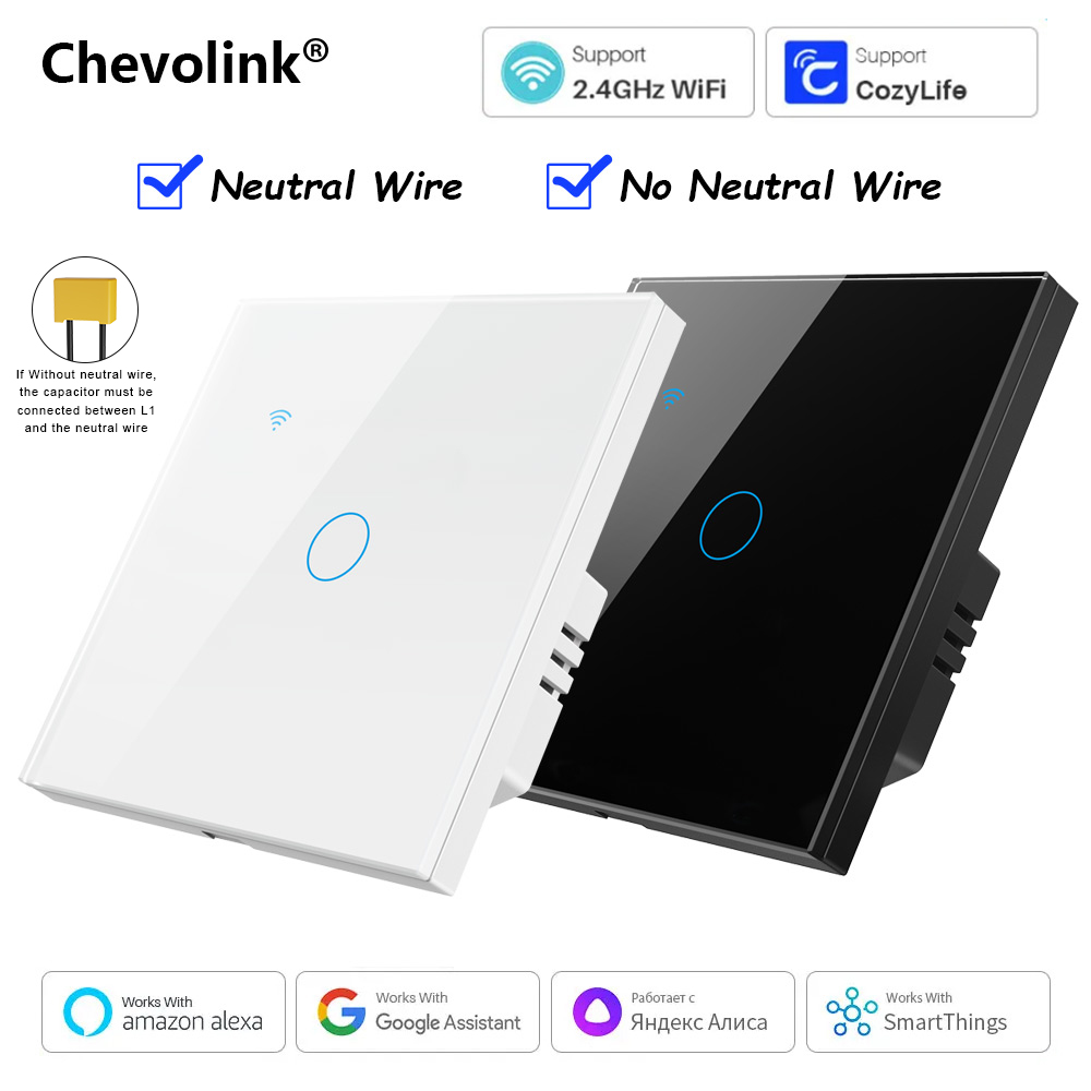 Cozylife EU WiFi Smart Switch No Neutral Wire Needed Voice Control Works with Alexa Home