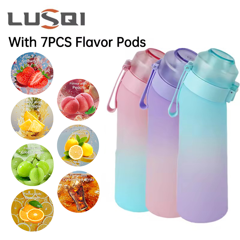 LUSOI 650ML Flavored Water Bottle With 7 Flavor Pods With Straw Suitable For Outdoor Sports For /