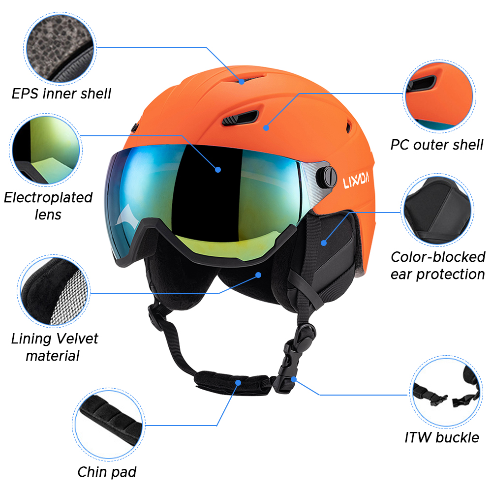 Integrated Ski Helmet Men and Women Snowboard Helmet with Removable Goggles lightweight ski helmet