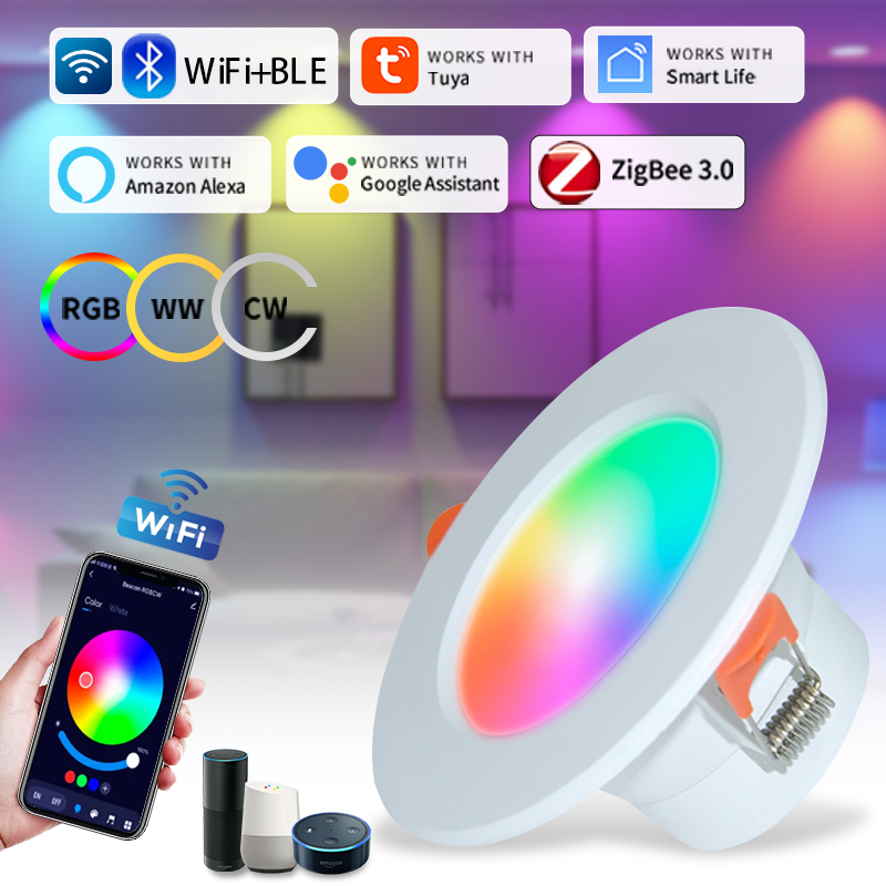 Tuya Smart WiFi LED Down Light Zigbee Downlight Dimming Round Spot Light 5W 7W 10W 15W 85-265V Alexa Google Home Vocie Control lightify