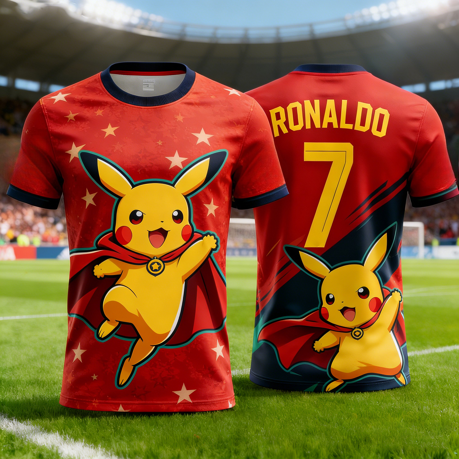 2026 New Pikachu Special Edition Football Jersey T-shirt, Ronald 7 Men's/Women's Football Jersey, Children's Pikachu T-shirt