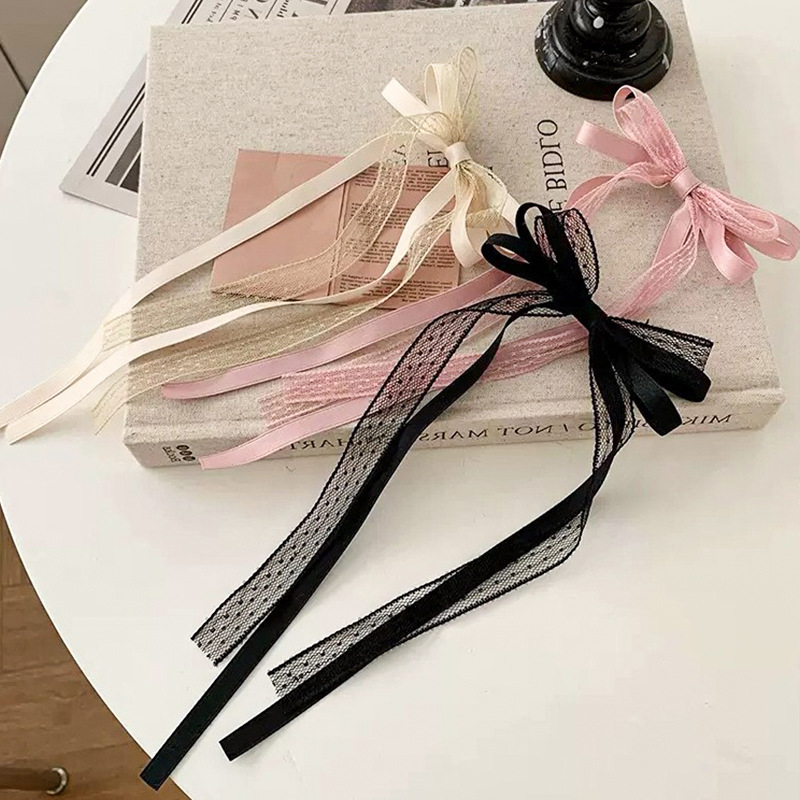 2/6 Pcs Ladies' Hair Clips Set Cute Lace Ballet Style Bow Ribbon Sweet Hair Pin Headwear High Quality Versatile Hair Accessories