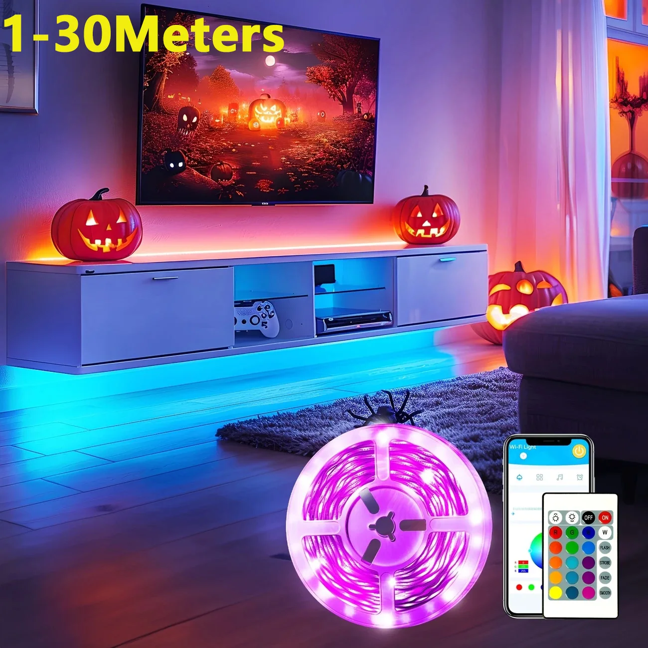 1-30m Smart RGB LED Strip Lights Tape Ribbon USB Bluetooth SMD5050 Music Sync Color Changing Remote App Control game Room Party lightify