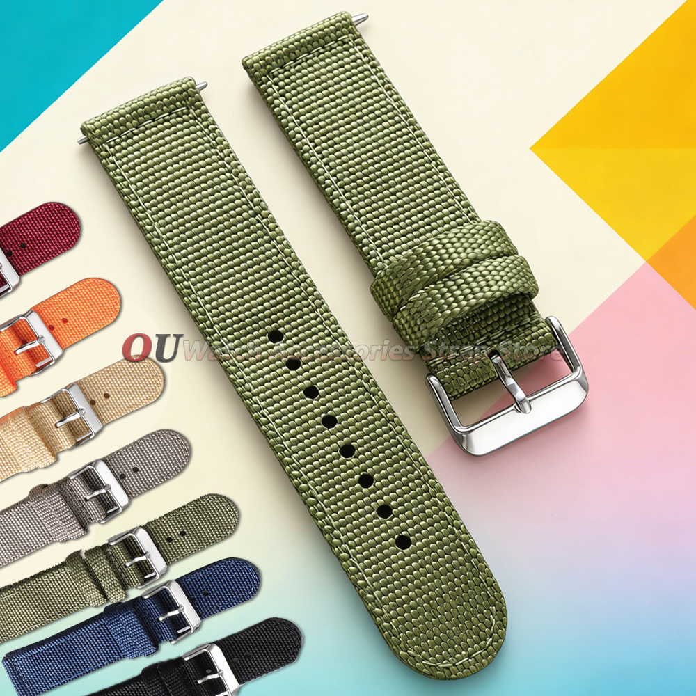 18/20/22/24mm Nylon Watch Band for Canvas Woven Nylon Strap Quick Release Wristband Men's Sport Watch Bands