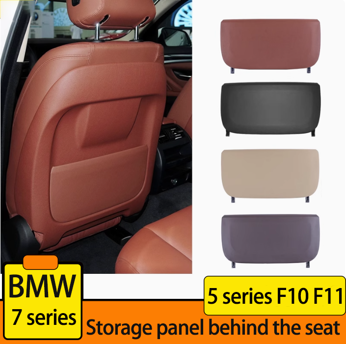 F10 F11 F01 F02 F07 Leather Car Seat Backrest Panel Storage Pocket Cover For BMW 5 7 Series 5GT 2008-2017
