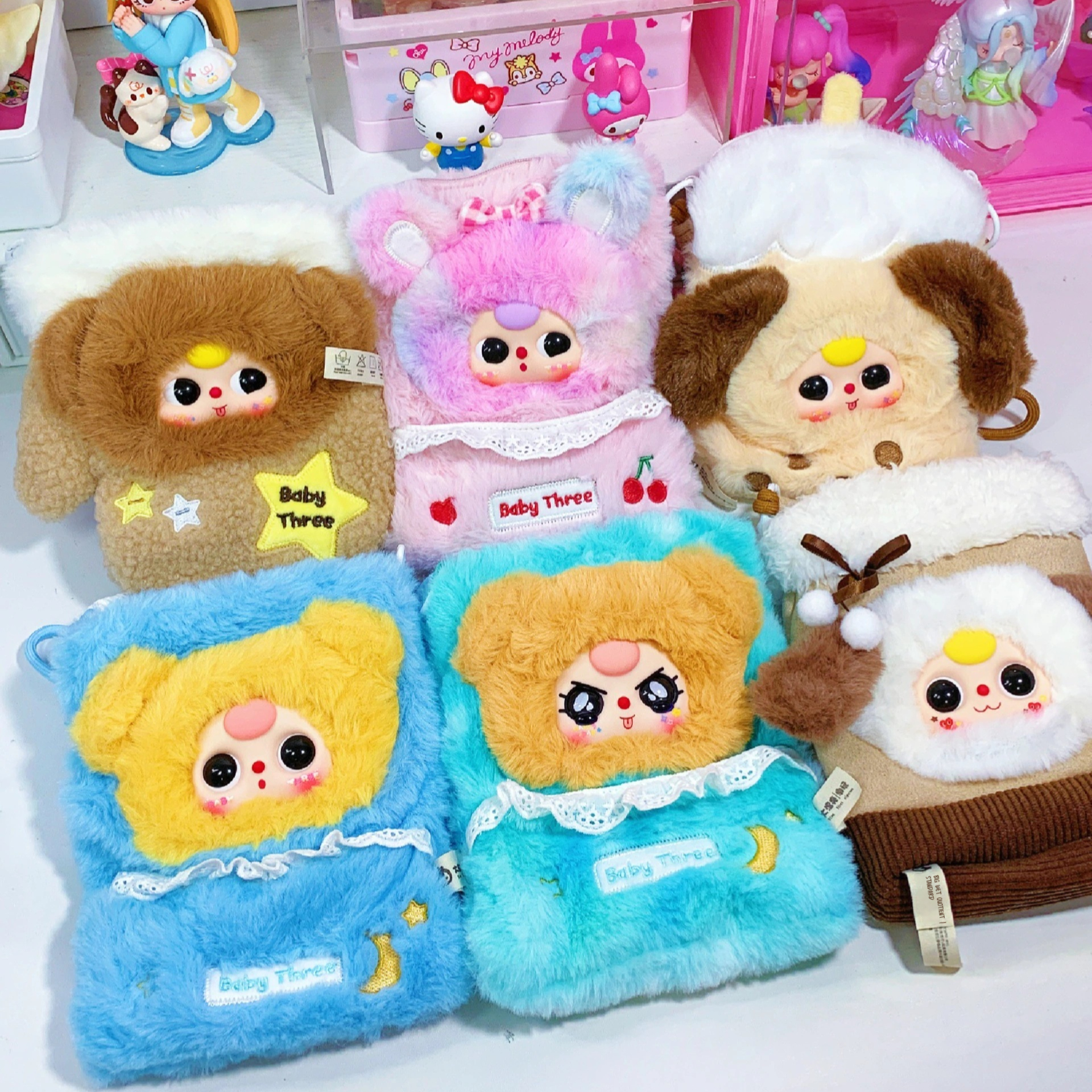 【In Stock】Baby Three Plush Phone Bag Series Plush Blind Box Cute Mobile Hanging Bag Headphone Bag Storage Bag Girl Birthday