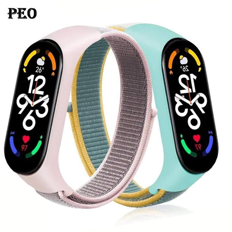 Nylon loop Mi band 7 5 6 Strap Replacement Soft Adjustable Wrist Watchband Pulsera correa For Xiaomi Mi band 3 4 5 6 7 Bracelet