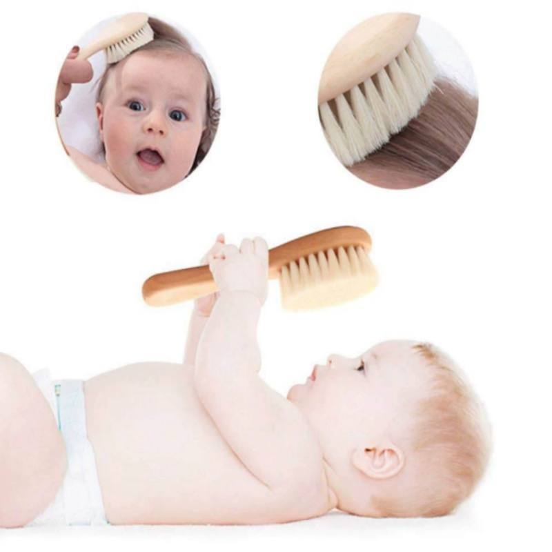 Baby Hair Brush Wooden Handle Head Massage Comb Portable Bath Care Comb Accessories Supplies for Newborns