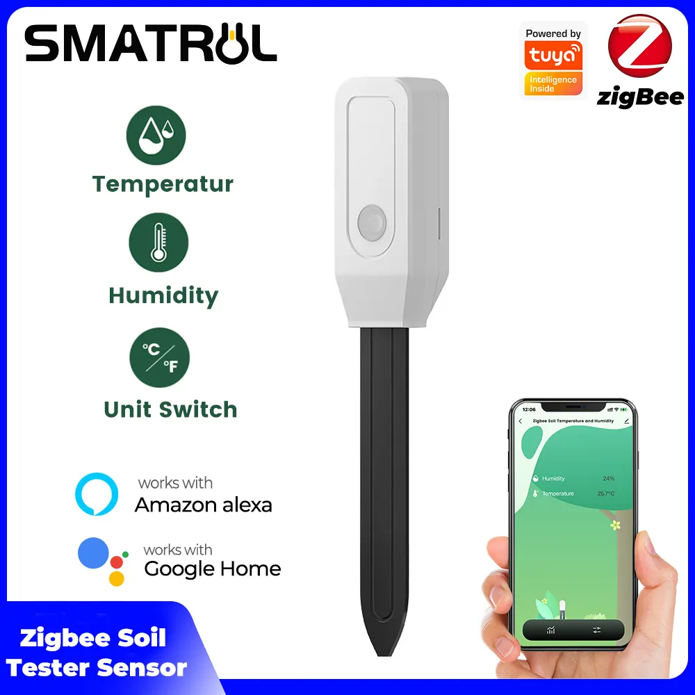 Soil Moisture Meter Zigbee Humidity Sensor Pots Plant Flowerpot Hygrometer Thermometer Water Indicator For Automatic Irrigation - image 1