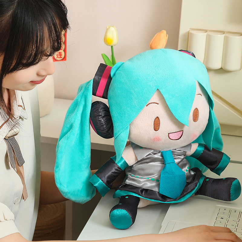 Cute Hatsune Miku Plush Toy Japanese Anime Miku With Bow Hatsune Miku Plushies Pillow Home Decor Soothing Plushie Birthday