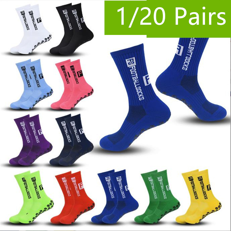 1/20 Pairs Anti-slip Football Socks Men Women Non-slip Soccer Basketball Tennis Sport Socks Grip Cycling Riding Socks 38-46